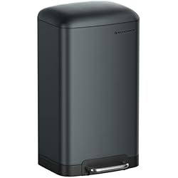 Cubo Basura Gris SONGMICS Cubo de Basura para la Cocina, 30 L, Cubo de Pedal de Acero con Tapa y Cubo Interior, Cierre Suave, Gris Verdoso LTB01GS