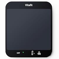 Vitafit 15kg Bilancia Cucina Digitale, Precisione 1g dalla Nostra Bilancia Fabbrica Professionale Dal 2001, Approvata LFGB Bilancia Alimentare per Cucinare e Cuocere, 215x180mm, 3 Batterie AAA, Nera