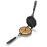 HERCHR Waffle Pan Maker, 5.9in Waffle Maker Double Sided Mini Pancakes Maker Machine, Portable Waffle Baking Pan Skillet Non Stick Camping with Long Handle for Family Breakfast Baking