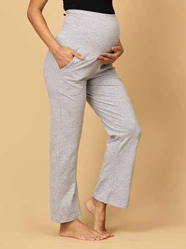 Image of The Mom Store Maternity Track Pants | for Pregnant Women with Ultimate Comfort | Prenatal Yoga Pants | Pre and Post Pregnancy