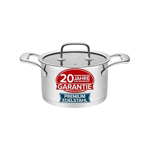 Induction Cooking Pot 24 cm Premium Stainless Steel - Induction Pot for Quick Cooking e.g. as a Soup Pot - Glass Lid with Vent, All Hob Types - Large Cooking Pot - Cooking Pot Large Cooking Pot Cover