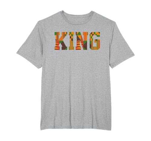 African King Art for Boys Men Afro Kente Cloth African Print T-Shirt, Men's Big and Tall, Heather Grey, 5X Tall
