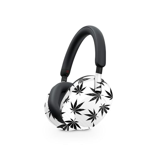 Image of MightySkins Carbon Fiber Skin Compatible with Sony WH-1000XM5 Headphones - Pot Leaves Black | Protective, Durable Textured Carbon Fiber Finish | Easy to Apply