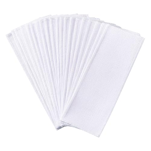 arricraft 20 Pcs Blank Cross Stitch Bookmark, 14 Count Cotton Fabric Book Marker Cross Stitch with Embroidery Edge Rectangle Embroidery DIY Bookmark for Crosstitch Project 2.7x7.4 inch(7x18.9cm)