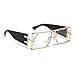 bullabulling Fashion Metal Frame Hollow out Design Sunglasses Futuristic Trimmed Sunglasses (c6)