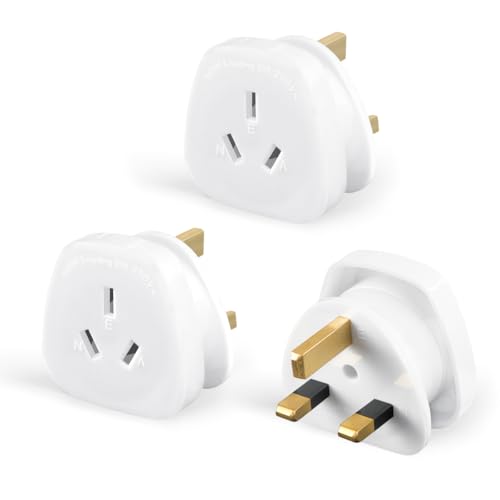 3-Pack Australia to UK Plug Adapter,AUS NZ China to UK Travel Plug Adaptor,Type I Australian to UK Power Adapter Converter Plug for Australia,China,New Zealand,Argentina Plug