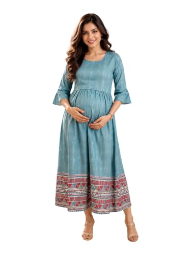 Image of RITIJYA Zipless Feeding Kurta Dress for Women | Maternity Nursing Kurti, No-Zip Easy Access | Extra Pleats Pre to Post Pregnancy | Quick-Dry Fabric | S-4XL