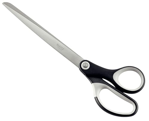 Leitz Titan Schere, Hochwertige Haushaltsschere mit ergonomischem Griff, Klingen aus rostfreiem Stahl, Für zu Hause, Büro und Schule, Länge 26 cm, Schwarz, 54186095
