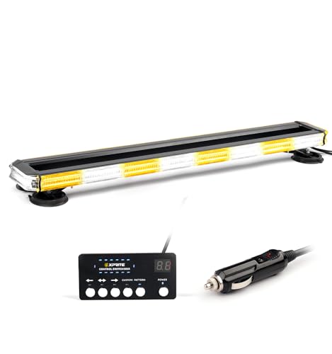 Xprite 34 inch 270 LED Rooftop Emergency Strobe Light Bar Heavy-Duty Flashing Warning Lights w/Adjustable Mounting Brackets, for Construction Vehicles Towing Work Trucks Plows Pickup - White Amber by Xprite - Used condition - US$79.11
