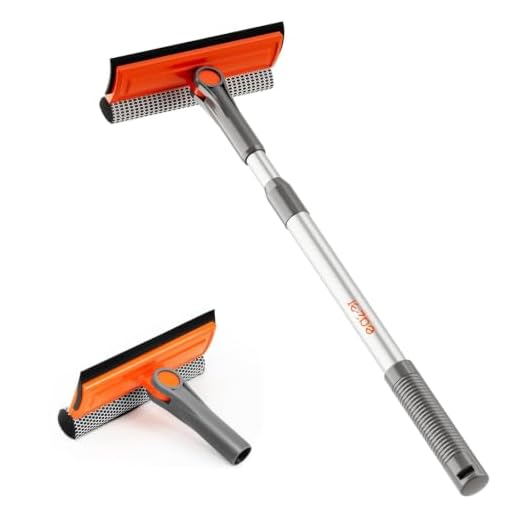 eazer Window Cleaning Squeegee Kit, 2-in-1 Rotatable Squeegee for Window Cleaning, Window Cleaner Tool, Window Washing Equipment Kit with Extension Pole (20''-30'') for Shower/Windshield - 2 Head