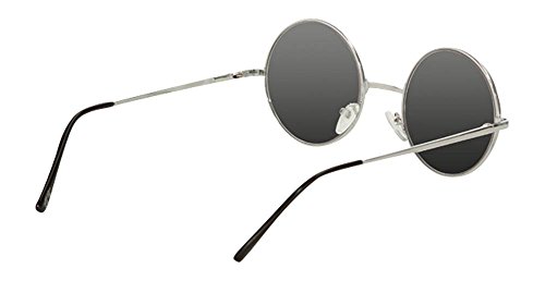 Circular Frame Style Black Lens Silver Frame Sunglasses4