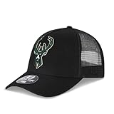 Ultra Game NBA Official Youth 8-20 Snap Back All Around The World Trucker Baseball Cap Hat, Milwaukee Bucks, Black, 1SIZE