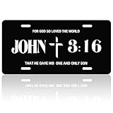 John 3:16 Religious License Plate Cover Cross License Plate for Car Personalise Decoration Stainless
