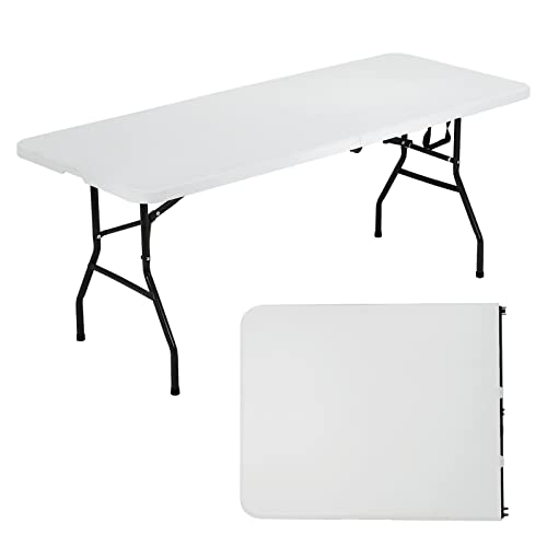 Hkeli 6 FT Folding Table Heavy Duty Plastic Table Indoor Outdoor Portable Fold Up Table Party Dining Table Utility Camping Table Hold Up to 500 LBS White Hkeli 6 FT Folding Table Heavy Duty Plastic Table Indoor Outdoor Portable Fold Up Table Party Dining Table Utility Camping Table Hold Up to 500 LBS White