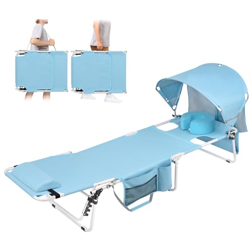 Oversized Tanning Chair with Sun Canopy