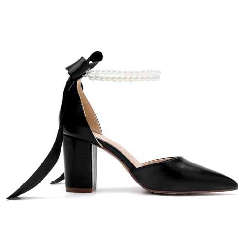 Women's Satin Block Heel Wedding Sandals,High Chunky Ankle Strap Pearl Wedding Dress Shoes,High Heel Bridal Pump Sandals3