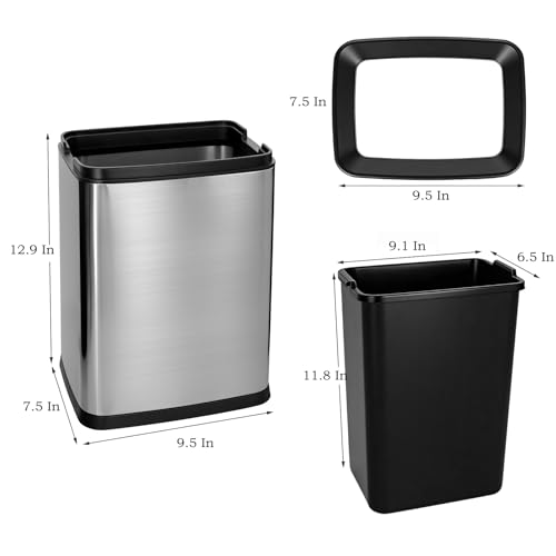 Caneca de basura pequeña de acero inoxidable 11.2 L abierta miniatura 2