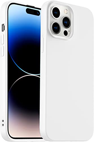 Amytor Designed for iPhone 14 Pro Max Case Silicone Ultra Slim Shockproof Phone Case with Soft Anti-Scratch Microfiber Lining [Enhanced Camera Protection] 6.7 inch (White)