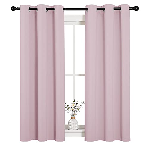 Image of NICETOWN Blackout Draperies Curtains for Girls Room, Nursery Essential Thermal Insulated Grommet Blackout Panels (Lavender Pink, 1 Pair, 34 inch x 54 inch)