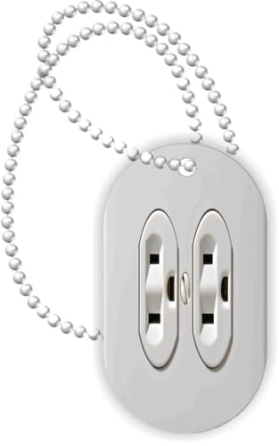 Island Gifting - Outlet - Electricity - Wall Outlet - Aluminum Dog Tag Necklace Pendant with Ball Chain