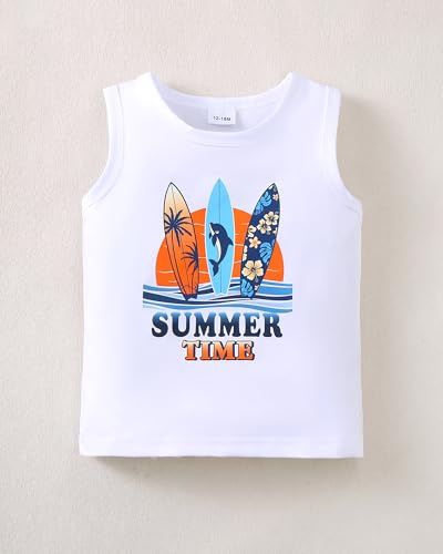 Image of NZRVAWS Toddler Baby Boy Summer Clothes 2Pcs Shorts Set Sleeveless Tank Tops Hawaiian T-Shirt Cute Boys Clothing Set