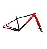 Generisch SN05 27.5ER Full Carbon Hardtail Snow Fat Fahrradrahmen inklusive/Keine Vordergabel 197 mm, hinten 150(Red Black,22 inch)