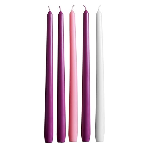 Tapers Católicos Christian Brands PRP/PNK/WHT juego de 5 velas litúrgicas para iglesias