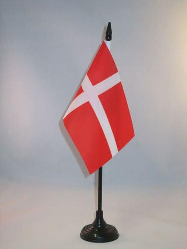 AZ FLAG Denmark Table Flag 4'' x 6'' - Danish Desk Flag 15 x 10 cm - Black plastic stick and base