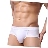 DEARMAMY Herren Low Waist Baumwoll Slip Weiß Nahtlose Atmungsaktive Unterwäsche Dehnbar Formgebend...