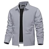 [KEFITEVD] ジャンパー メンズ 大きいサイズ 作業服 ライトジャケット ゴルフウェア アウター カジュアル スカジャン 無地 薄手 ジャケット 春秋 スイングトップ 男 ライトグレー 2XL