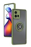 RonRun Cover per Motorola Edge 40 Pro, 360°Rotante Anello Supporto Case Custodia Antiurto Morbida Paraurti TPU in Silicone Copertura - Army Green