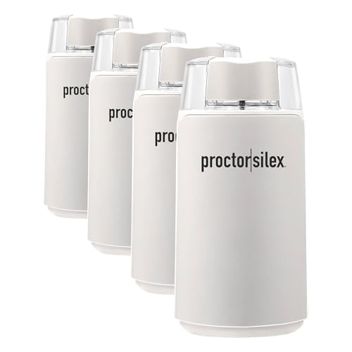 Image of Proctor Silex Electric Coffee Grinder for Beans,Spices and More,Stainless Steel Blades,12 Cups,White,(Pack of 4)