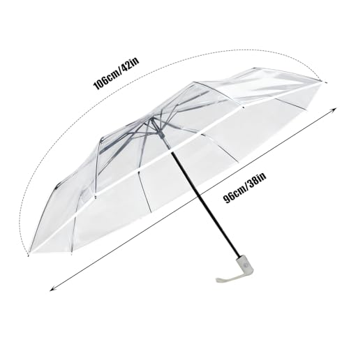 JOCNIKA Clear Umbrella for Wedding, Automatic Umbrellas Large Transparent Umbrella for Wedding, Foldable Umbrellas Suit for Dating Travel (White Button) by JOCNIKA - Used condition - Image 2
