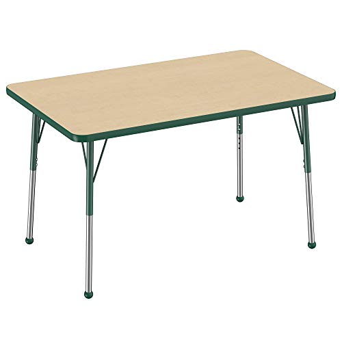 FDP 30" x 48" Rectangle Table with Ball Glide Legs - Maple/Green