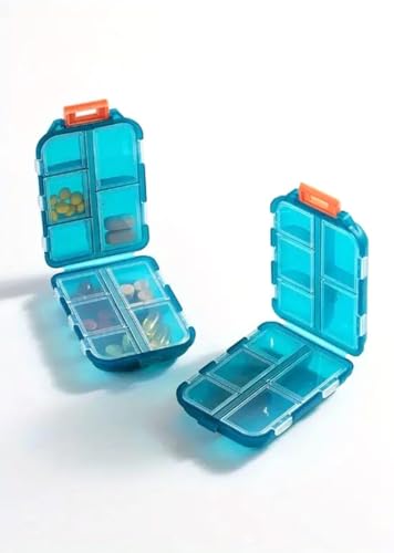 Image of Pack of 2 Premium Pill Organizer Portable Medicine Organizer Box, Moisture Free & BPA Free - Ideal Tablet Box for Medicine, Vitamins & Supplements (Muliticolor)