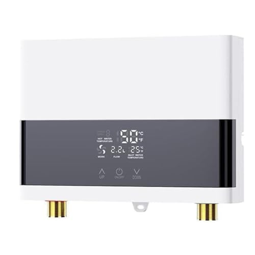 Junterone Calentador de Agua Eléctrico, Calentador de Agua Caliente Instantáneo con Control Remoto, Válvula Reguladora de Temperatura del Agua Pantalla Táctil LCD, A