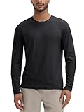 ODODOS Men's Long Sleeve Performance T-Shirt - odSTRATUM Tech Tee, Ultra Soft Moisture Wicking UPF 50+ Fitness Top, Black Heather, XX-Large