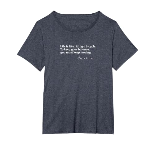 Einstein Quote on How Life is Like a Bicycle T-Shirt, Women's Plus, Heather Blue, 3X