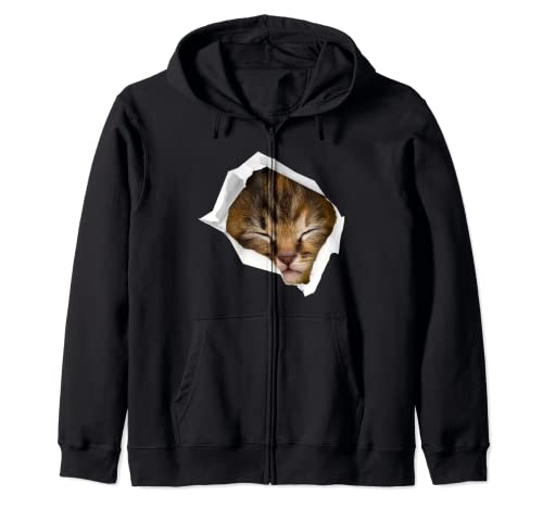 Gatito rasgado paño - Divertido regalo para amantes de los gatos propietario del gato Sudadera con Capucha