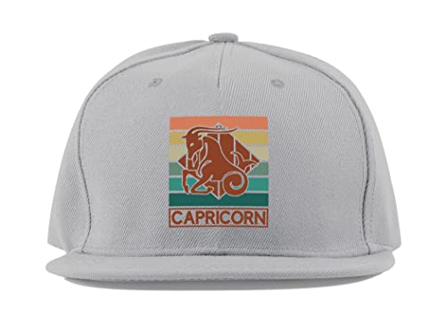 Casquette Capricorne visière plate en coton gris uni pour le sport au quotidien