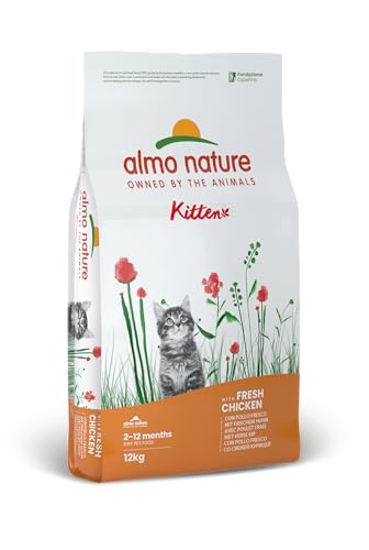 Almo Nature Kitten - Trockenfutter für Kätzchen mit Frischem Huhn - Für EIN Ausgewogenes Wachstum von 2 bis 12 Monaten, Geeignet für Trächtigkeit und Stillzeit - 12kg Beutel