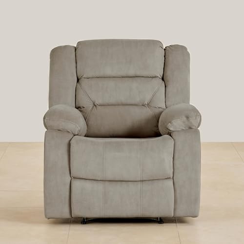 Image of Home Centre | Cairo NXT 1-Seater Fabric Recliner | Recliner Sofa for Living Room | Solid Wood | Beige | 2 Year Warranty
