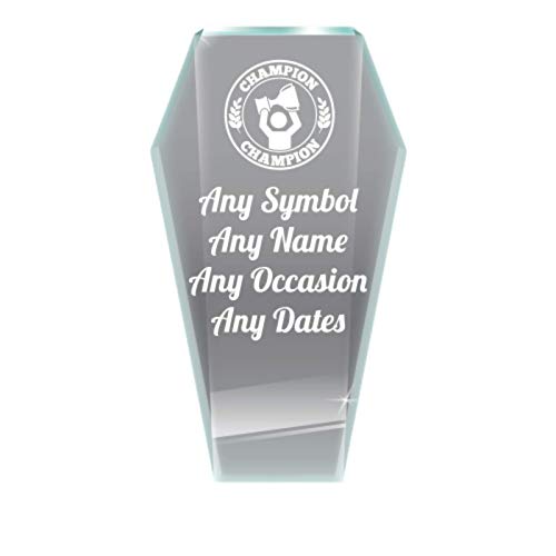Be-Creative Placa de premio trofeo de cristal personalizada, varios trofeos y estilos – (trofeo largo hexagonal)