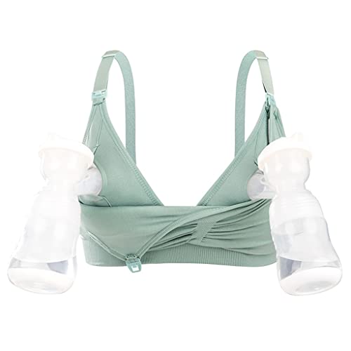 Zyxdk Soutiens-gorge D'allaitement Mains Libres Sans Jantes pour Femmes Soutien-gorge D'allaitement Sans Couture Convient à Tous Les Tire-lait avec Coussinets (Color : Green, Size : M) Cover