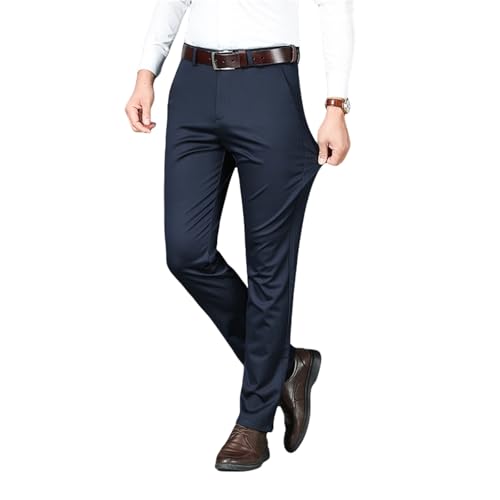 Calormas Mens Dress Pants Calormas Men's Casual Slim-Fit Trousers High Waisted Stretch Slim Fit Business Casual for Work Golf