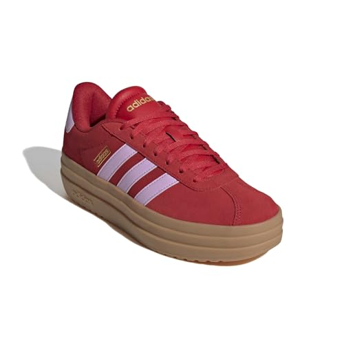 Image of adidas Womens Vl Court Bold Lace Up Sneakers Shoes Casual - Pink