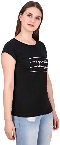 Image of MODISH women's round neck cap sleeve printed cotton t-shirts combo of 3 t-shirts