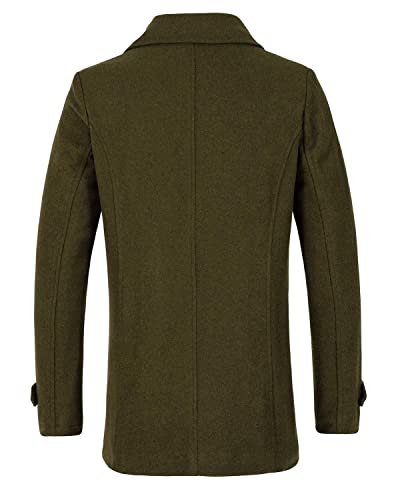 Image of Lisskolo Men's Wool Blend Double Breasted Pea Coat Classic Notched Collar Warm Woolen Coats Winter Outwear Jackets