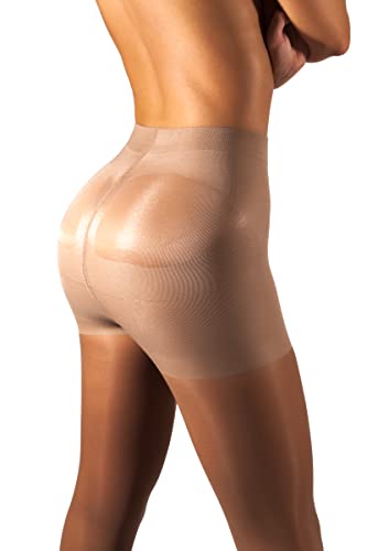 sofsy All-Day Comfort Slimming Tights for Women | Sheer 30 Denier Non-Roll Shaping Band | Italian-Made Hosiery Tan 5 - X-Large