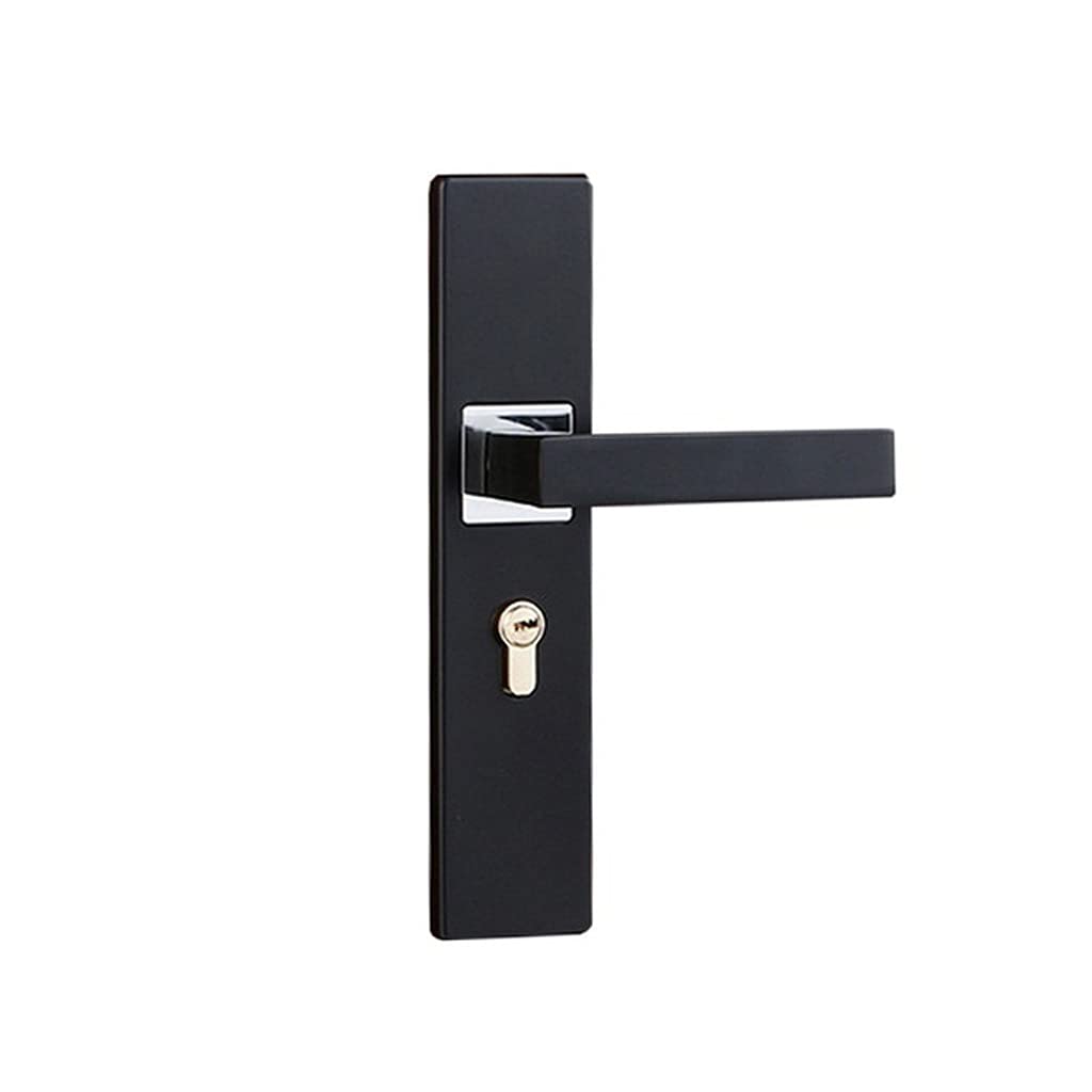 Poignée de porte bois massif avec serrure de porte noir de chambre